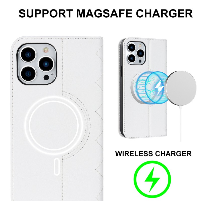 Flip Leather Phone Case for iPhone with MagSafe Wireless Charging, Card Slot